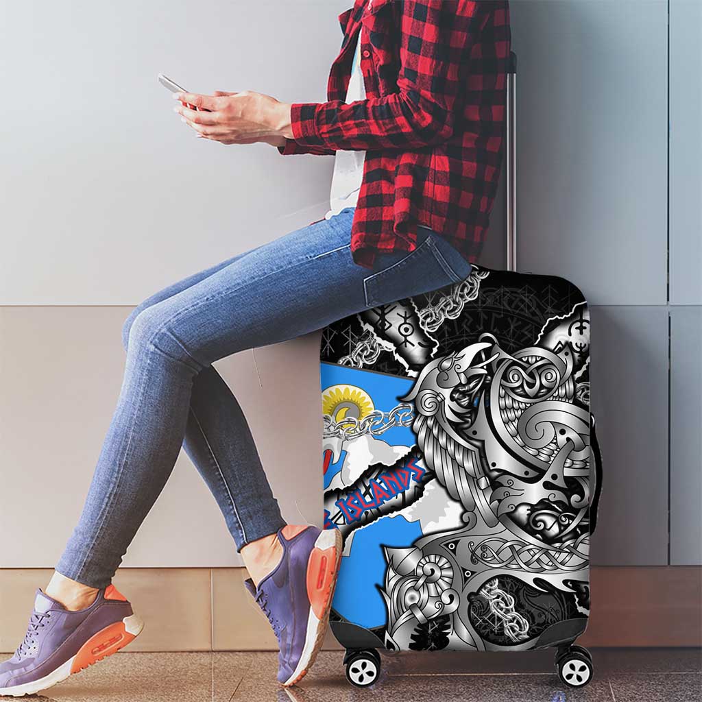 Faroe Islands Vikings Luggage Cover Nordic Lion Bound in Runes and Chains