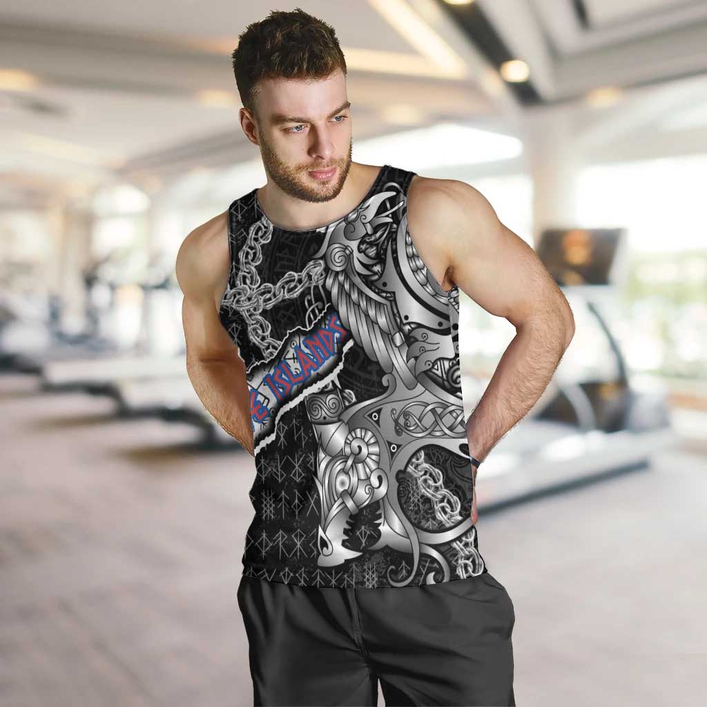 Personalized Faroe Islands Vikings Men Tank Top Nordic Lion Bound in Runes and Chains
