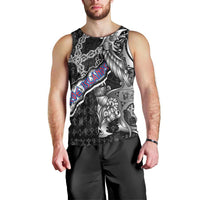 Personalized Faroe Islands Vikings Men Tank Top Nordic Lion Bound in Runes and Chains