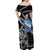 Personalized Faroe Islands Vikings Off Shoulder Maxi Dress Nordic Lion Bound in Runes and Chains