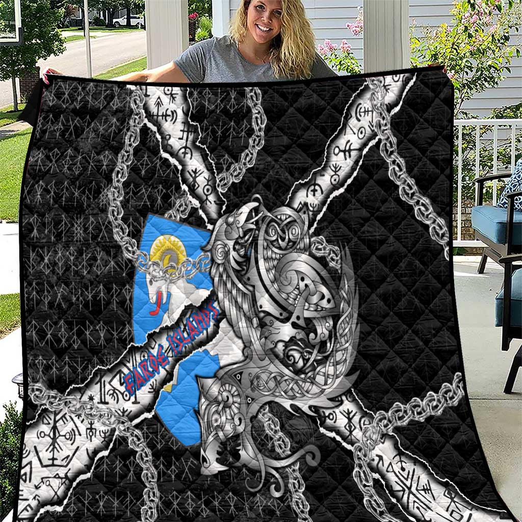 Faroe Islands Vikings Quilt Nordic Lion Bound in Runes and Chains