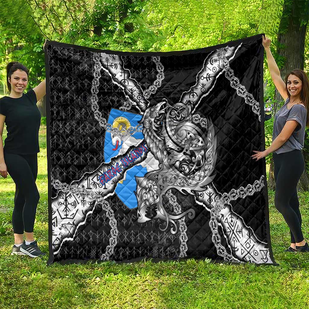 Faroe Islands Vikings Quilt Nordic Lion Bound in Runes and Chains