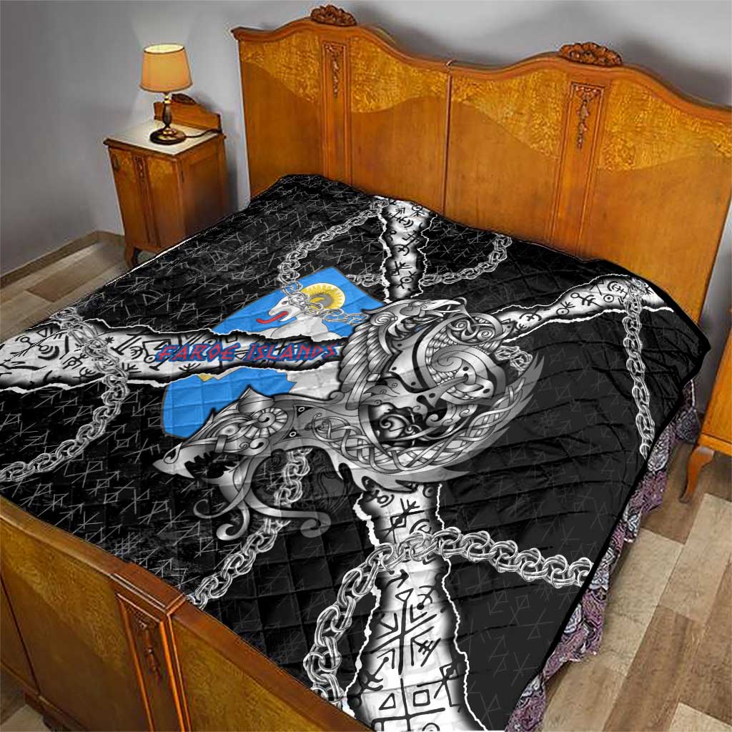 Faroe Islands Vikings Quilt Nordic Lion Bound in Runes and Chains