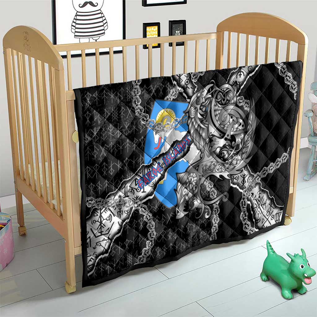 Faroe Islands Vikings Quilt Nordic Lion Bound in Runes and Chains