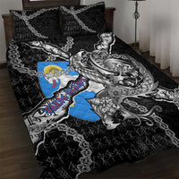 Faroe Islands Vikings Quilt Bed Set Nordic Lion Bound in Runes and Chains