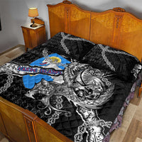 Faroe Islands Vikings Quilt Bed Set Nordic Lion Bound in Runes and Chains