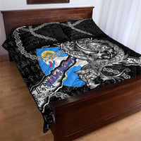 Faroe Islands Vikings Quilt Bed Set Nordic Lion Bound in Runes and Chains