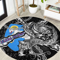 Faroe Islands Vikings Round Carpet Nordic Lion Bound in Runes and Chains