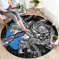 Faroe Islands Vikings Round Carpet Nordic Lion Bound in Runes and Chains