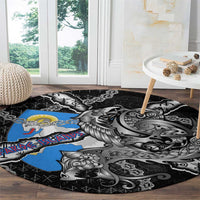 Faroe Islands Vikings Round Carpet Nordic Lion Bound in Runes and Chains