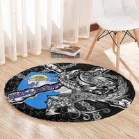 Faroe Islands Vikings Round Carpet Nordic Lion Bound in Runes and Chains