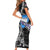 Personalized Faroe Islands Vikings Short Sleeve Bodycon Dress Nordic Lion Bound in Runes and Chains
