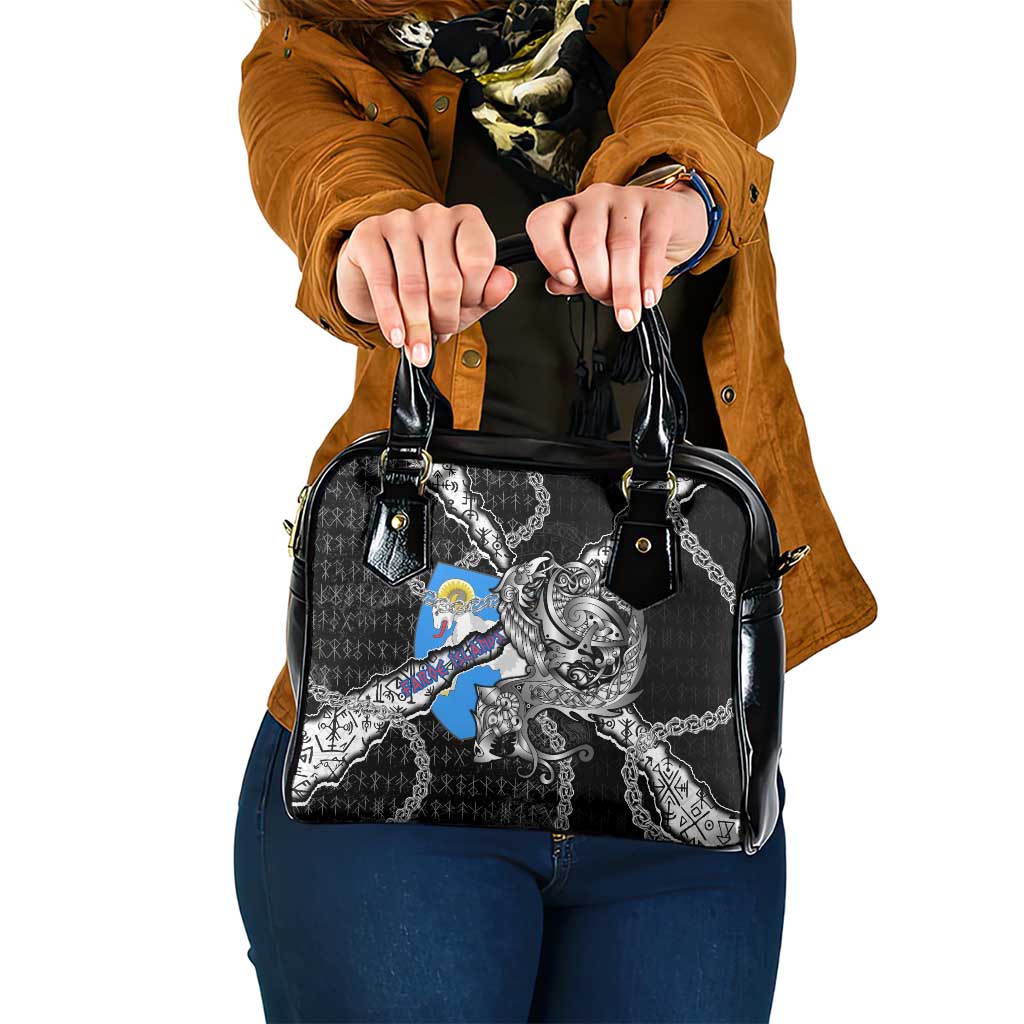 Faroe Islands Vikings Shoulder Handbag Nordic Lion Bound in Runes and Chains