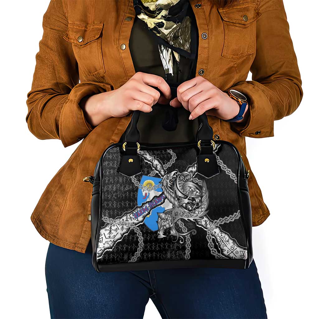 Faroe Islands Vikings Shoulder Handbag Nordic Lion Bound in Runes and Chains