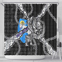 Faroe Islands Vikings Shower Curtain Nordic Lion Bound in Runes and Chains