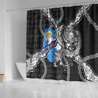 Faroe Islands Vikings Shower Curtain Nordic Lion Bound in Runes and Chains