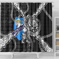 Faroe Islands Vikings Shower Curtain Nordic Lion Bound in Runes and Chains