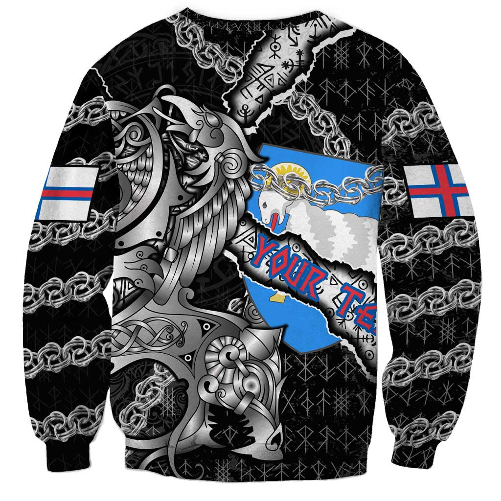 Personalized Faroe Islands Vikings Sweatshirt Nordic Lion Bound in Runes and Chains