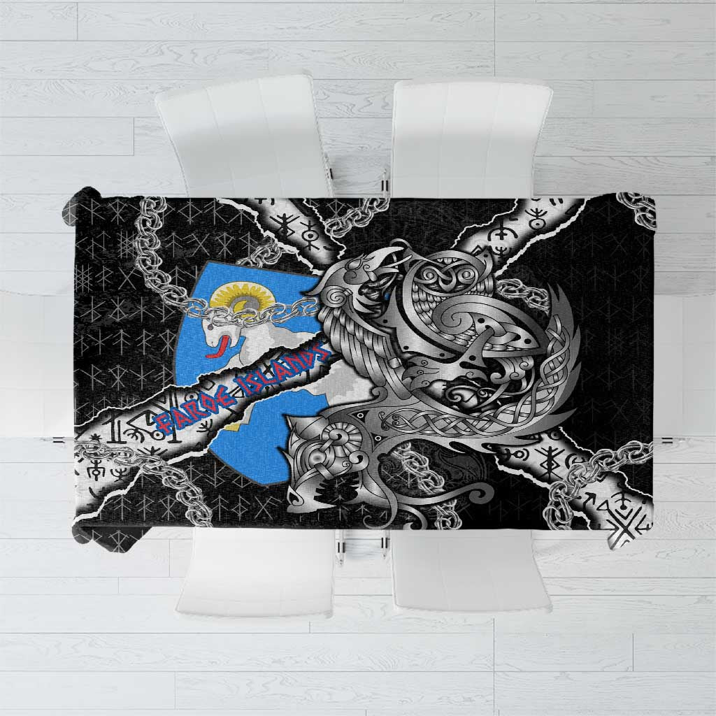 Faroe Islands Vikings Tablecloth Nordic Lion Bound in Runes and Chains