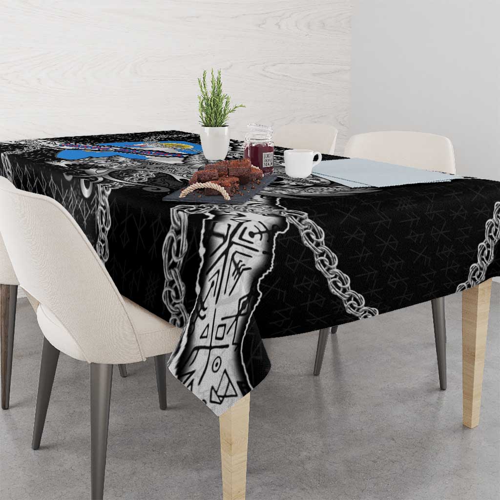 Faroe Islands Vikings Tablecloth Nordic Lion Bound in Runes and Chains