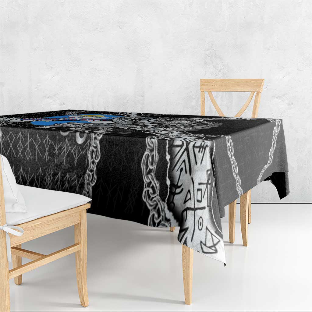 Faroe Islands Vikings Tablecloth Nordic Lion Bound in Runes and Chains