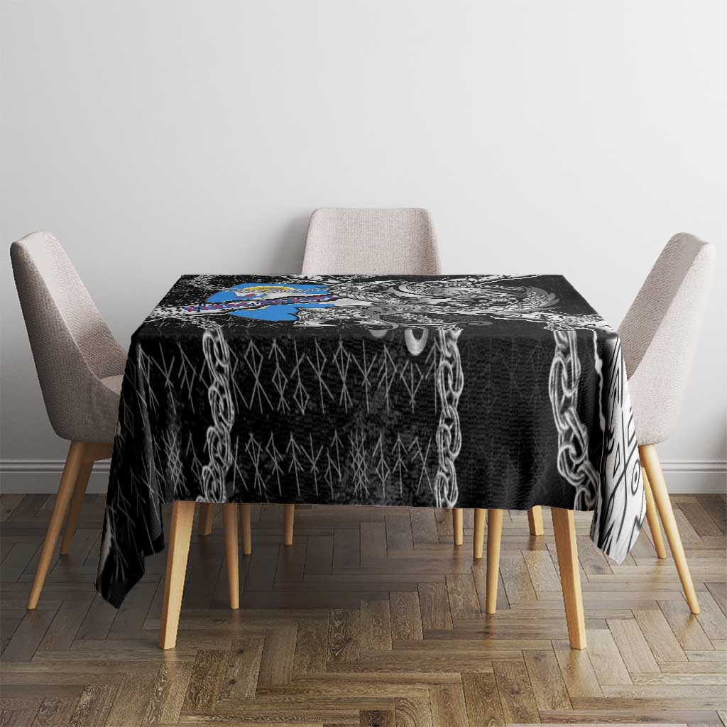 Faroe Islands Vikings Tablecloth Nordic Lion Bound in Runes and Chains