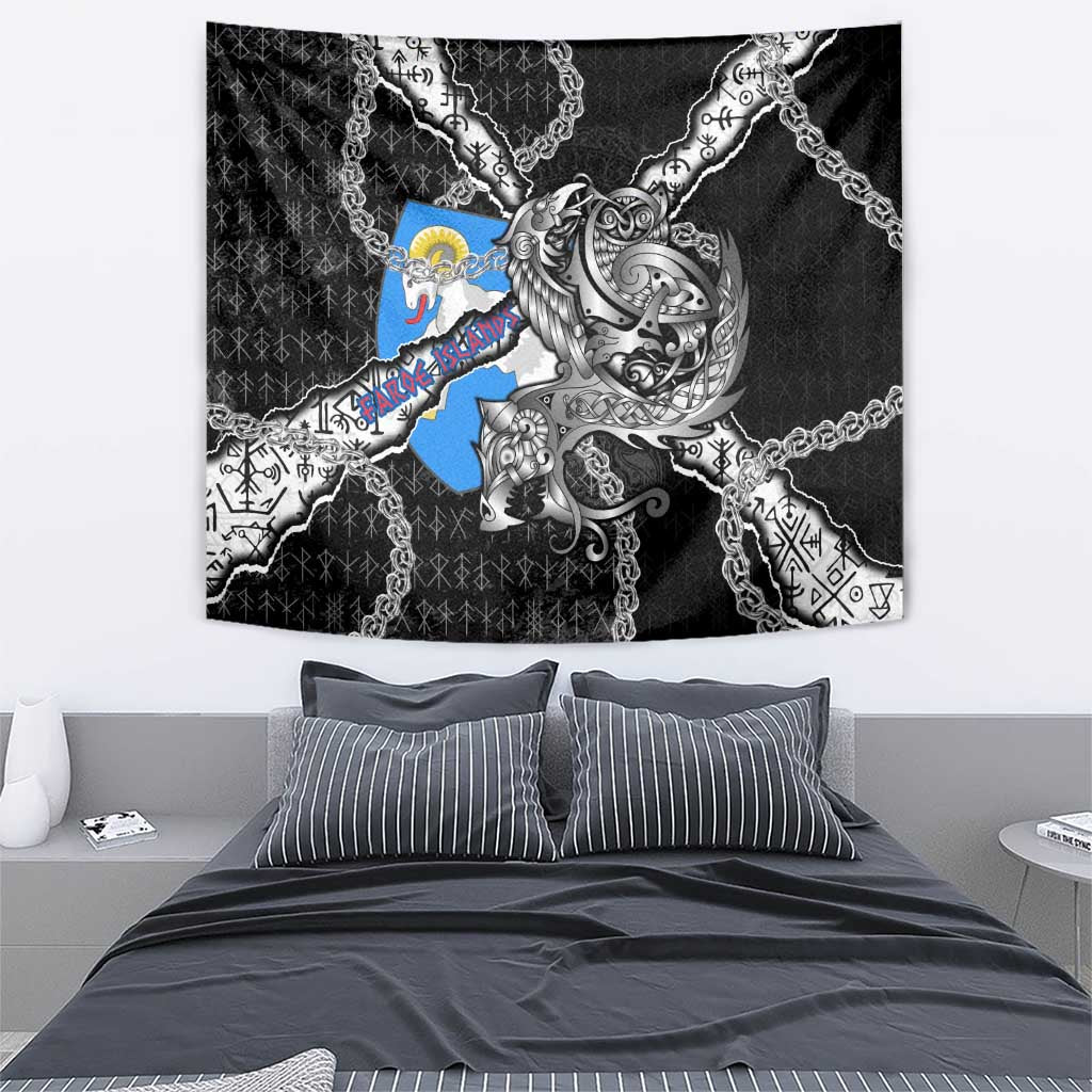 Faroe Islands Vikings Tapestry Nordic Lion Bound in Runes and Chains