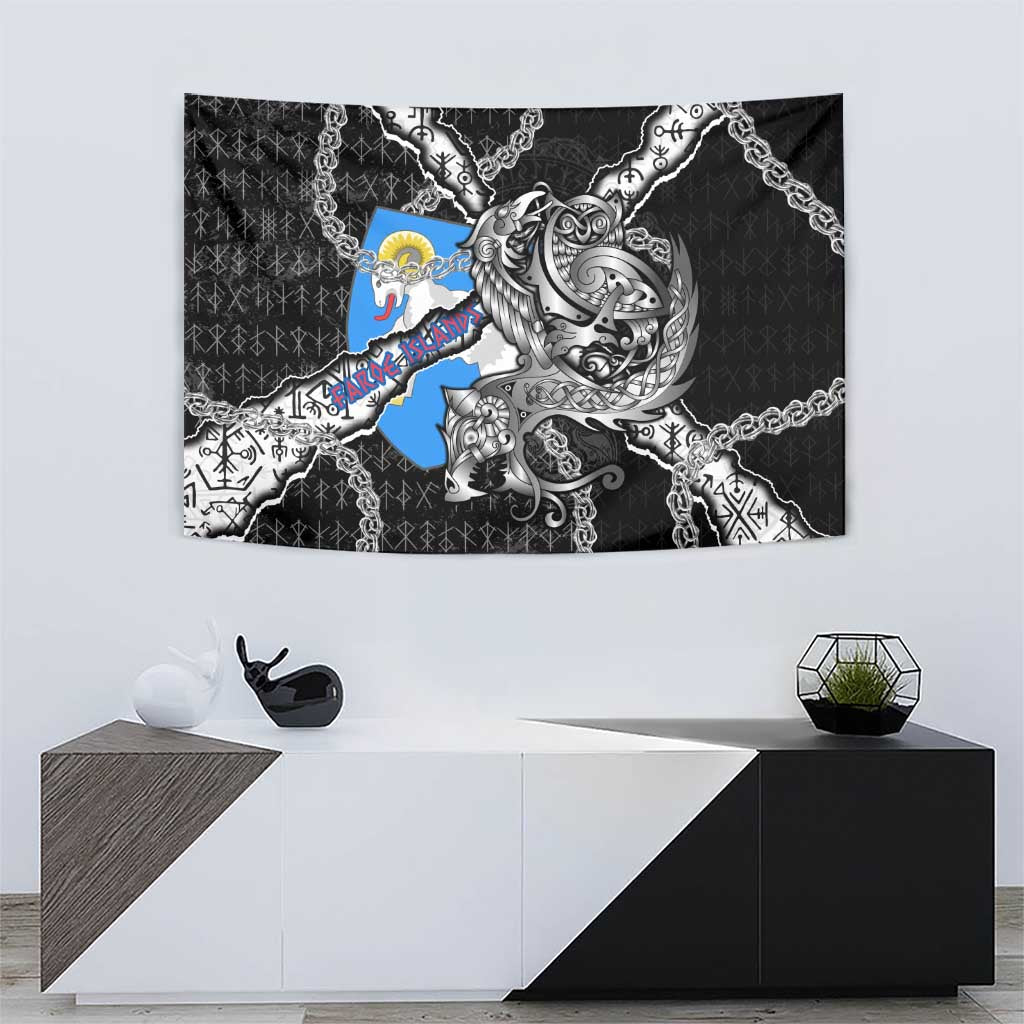 Faroe Islands Vikings Tapestry Nordic Lion Bound in Runes and Chains