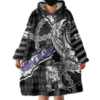 Personalized Faroe Islands Vikings Wearable Blanket Hoodie Nordic Lion Bound in Runes and Chains