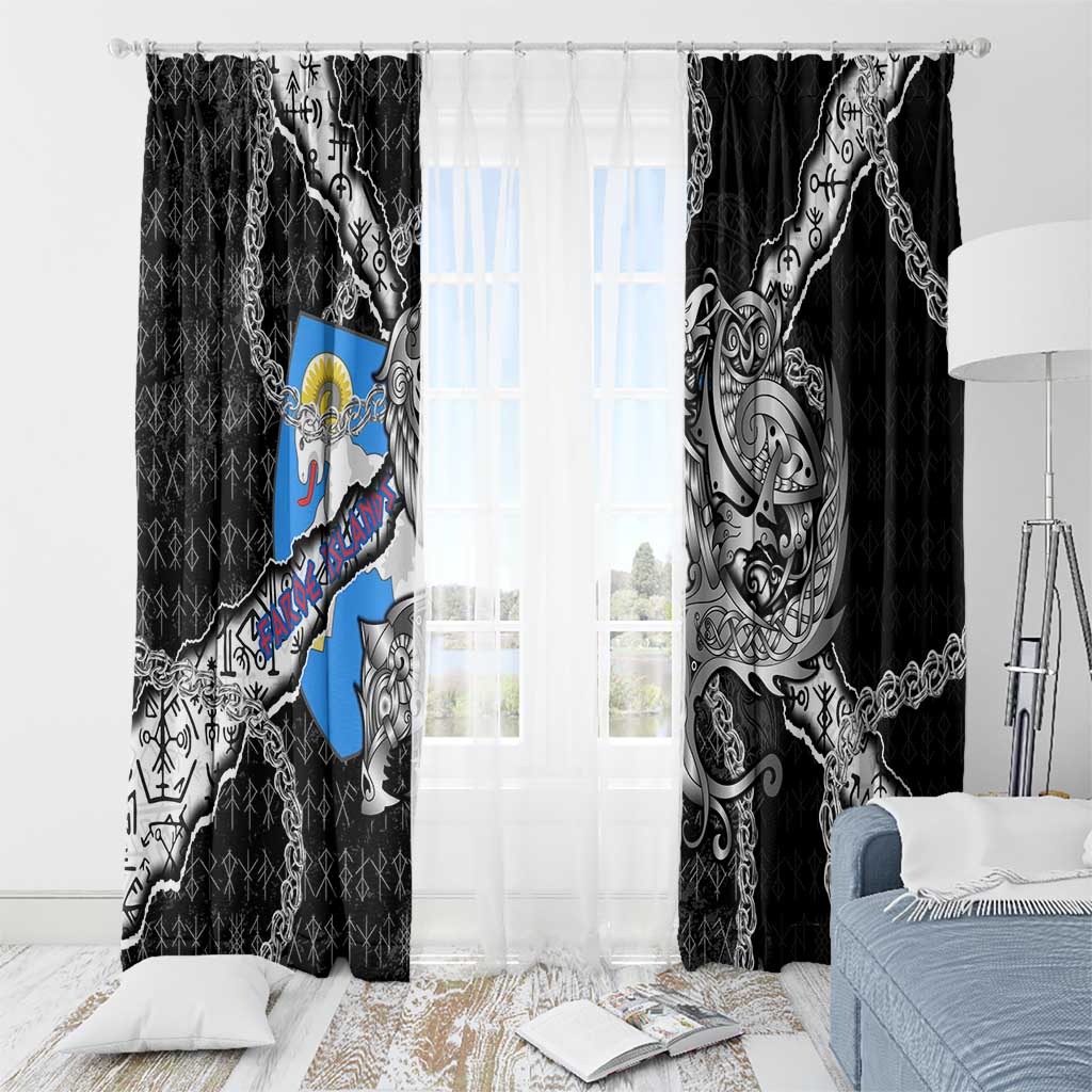 Faroe Islands Vikings Window Curtain Nordic Lion Bound in Runes and Chains