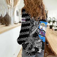 Personalized Faroe Islands Vikings Women Casual Shirt Nordic Lion Bound in Runes and Chains