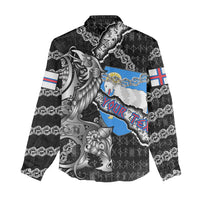 Personalized Faroe Islands Vikings Women Casual Shirt Nordic Lion Bound in Runes and Chains