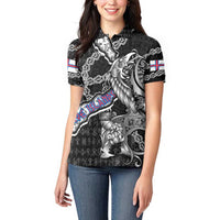 Personalized Faroe Islands Vikings Women Polo Shirt Nordic Lion Bound in Runes and Chains