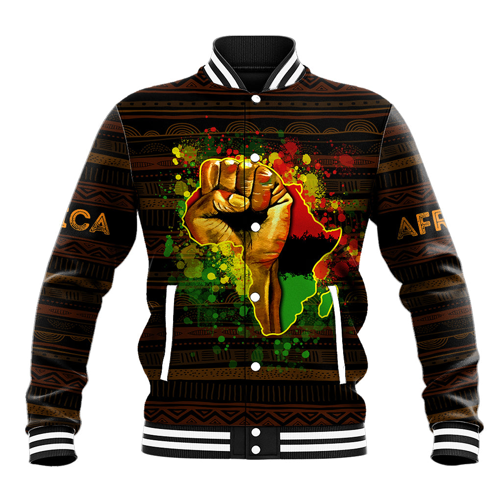 Black Power Baseball Jacket Africa Map - Wonder Print Shop