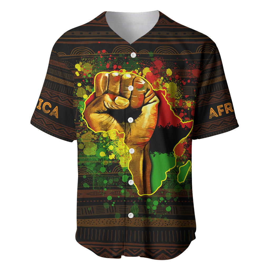 Black Power Baseball Jersey Africa Map - Wonder Print Shop