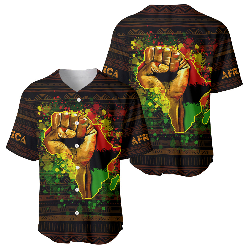 Black Power Baseball Jersey Africa Map - Wonder Print Shop