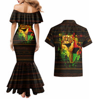 Black Power Couples Matching Mermaid Dress and Hawaiian Shirt Africa Map - Wonder Print Shop