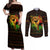 Black Power Couples Matching Off Shoulder Maxi Dress and Long Sleeve Button Shirts Africa Map - Wonder Print Shop