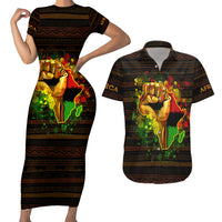 Black Power Couples Matching Short Sleeve Bodycon Dress and Hawaiian Shirt Africa Map - Wonder Print Shop