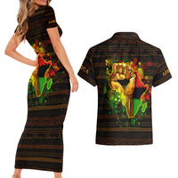 Black Power Couples Matching Short Sleeve Bodycon Dress and Hawaiian Shirt Africa Map - Wonder Print Shop