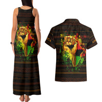 Black Power Couples Matching Tank Maxi Dress and Hawaiian Shirt Africa Map - Wonder Print Shop