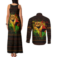 Black Power Couples Matching Tank Maxi Dress and Long Sleeve Button Shirts Africa Map - Wonder Print Shop