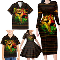 Black Power Family Matching Long Sleeve Bodycon Dress and Hawaiian Shirt Africa Map - Wonder Print Shop