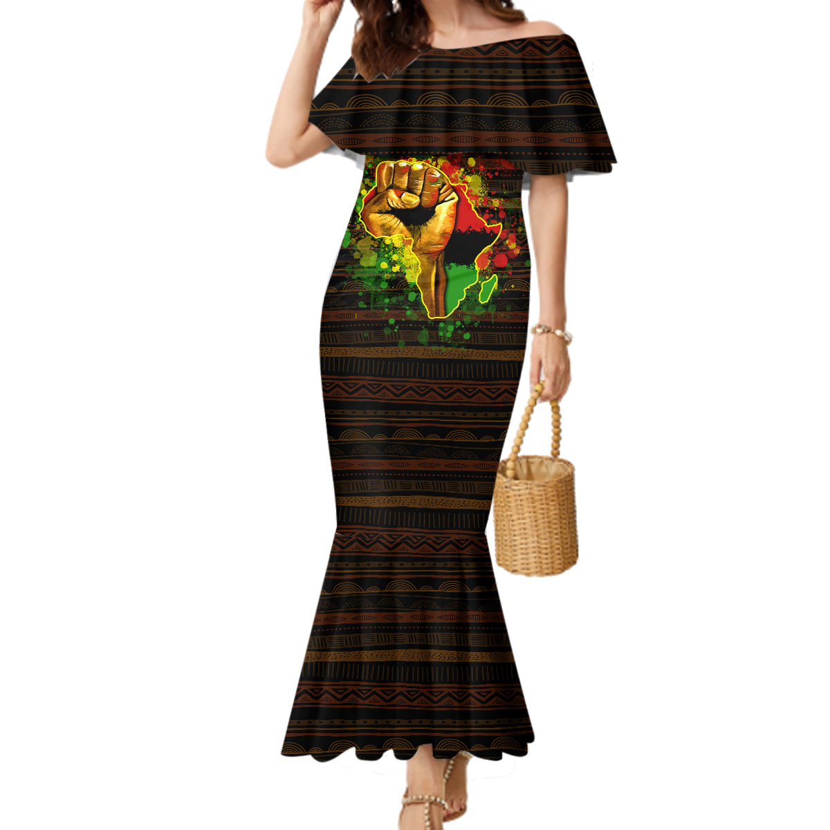 Black Power Family Matching Mermaid Dress and Hawaiian Shirt Africa Map - Wonder Print Shop
