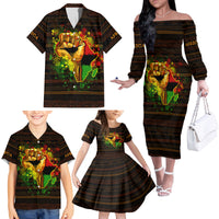 Black Power Family Matching Off Shoulder Long Sleeve Dress and Hawaiian Shirt Africa Map - Wonder Print Shop