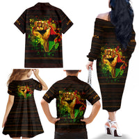 Black Power Family Matching Off Shoulder Long Sleeve Dress and Hawaiian Shirt Africa Map - Wonder Print Shop