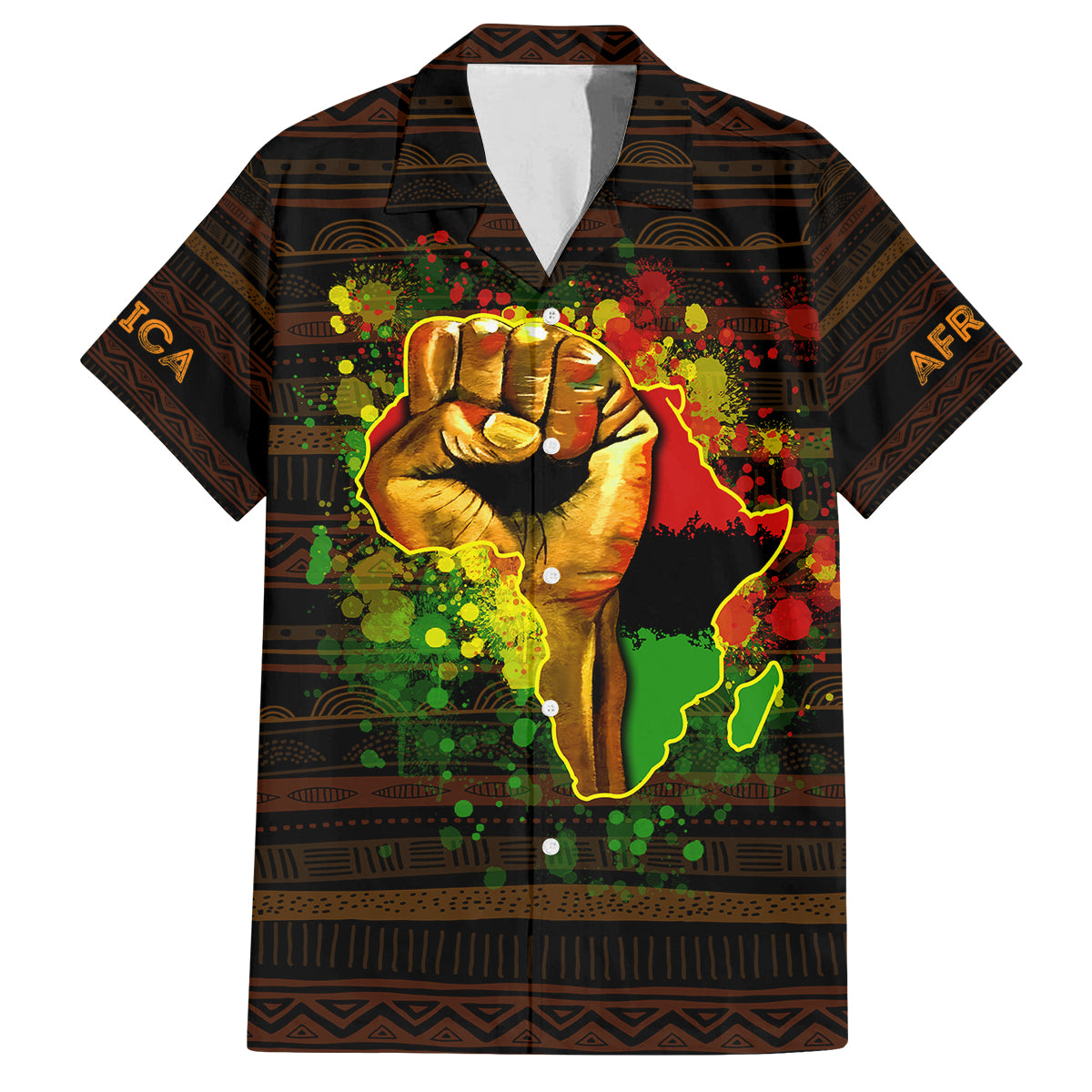 Black Power Family Matching Off Shoulder Long Sleeve Dress and Hawaiian Shirt Africa Map - Wonder Print Shop