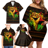Black Power Family Matching Off Shoulder Short Dress and Hawaiian Shirt Africa Map - Wonder Print Shop