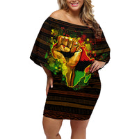 Black Power Family Matching Off Shoulder Short Dress and Hawaiian Shirt Africa Map - Wonder Print Shop