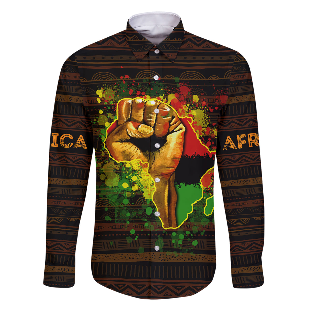 Black Power Family Matching Short Sleeve Bodycon Dress and Hawaiian Shirt Africa Map - Wonder Print Shop